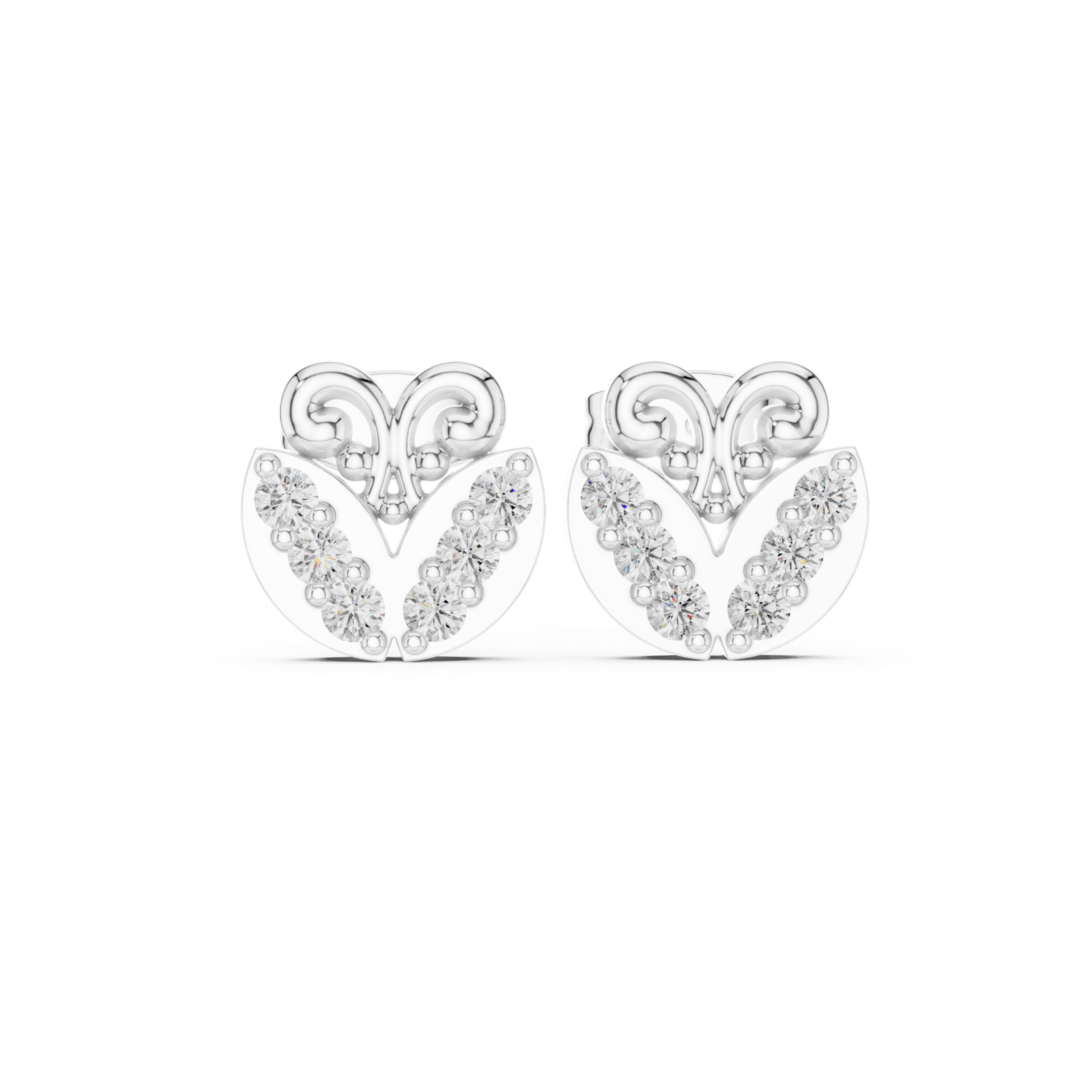 Gold Earrings 9-10045E, White Gold
