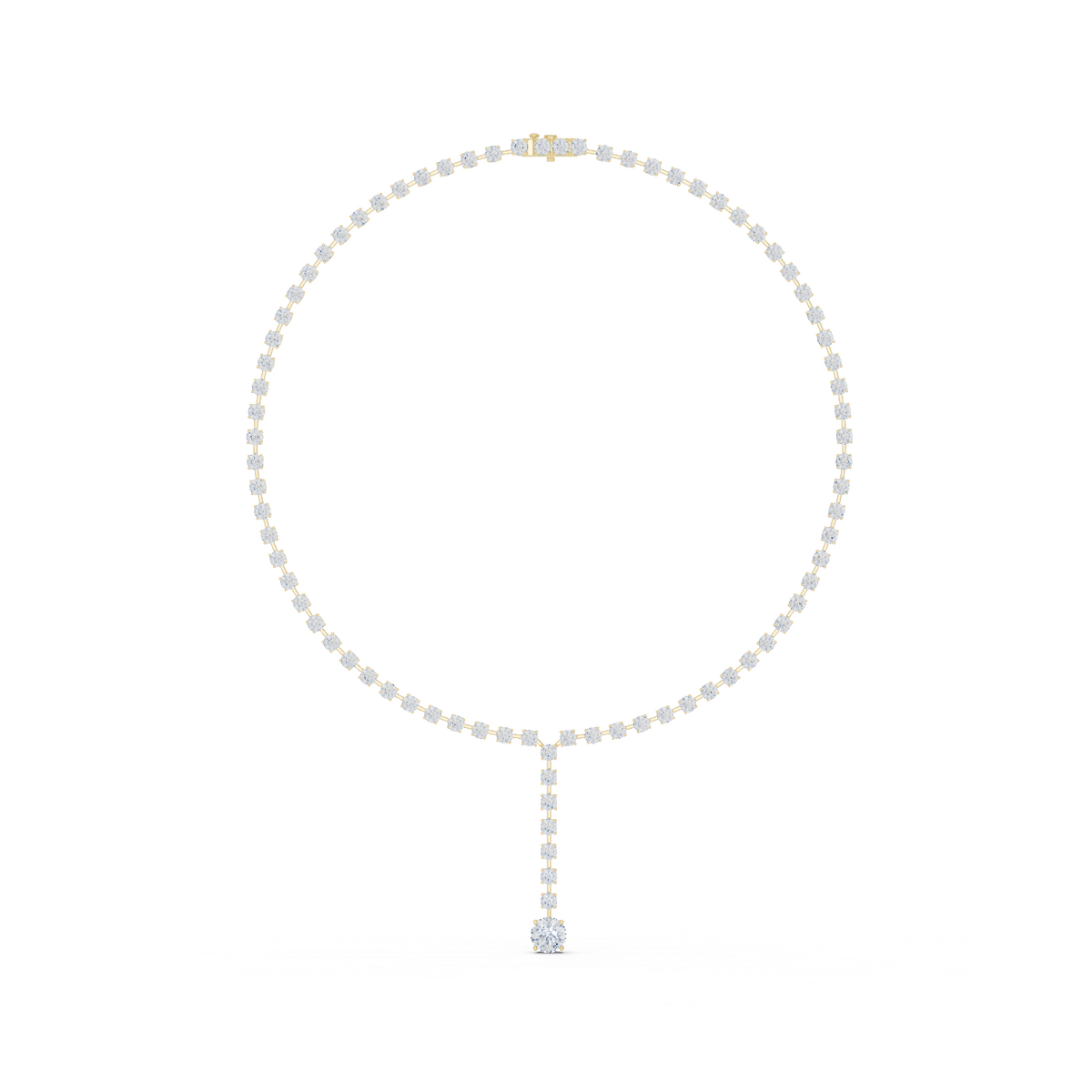 14K Solid Gold Lab Diamond Station Necklace, Yellow Gold