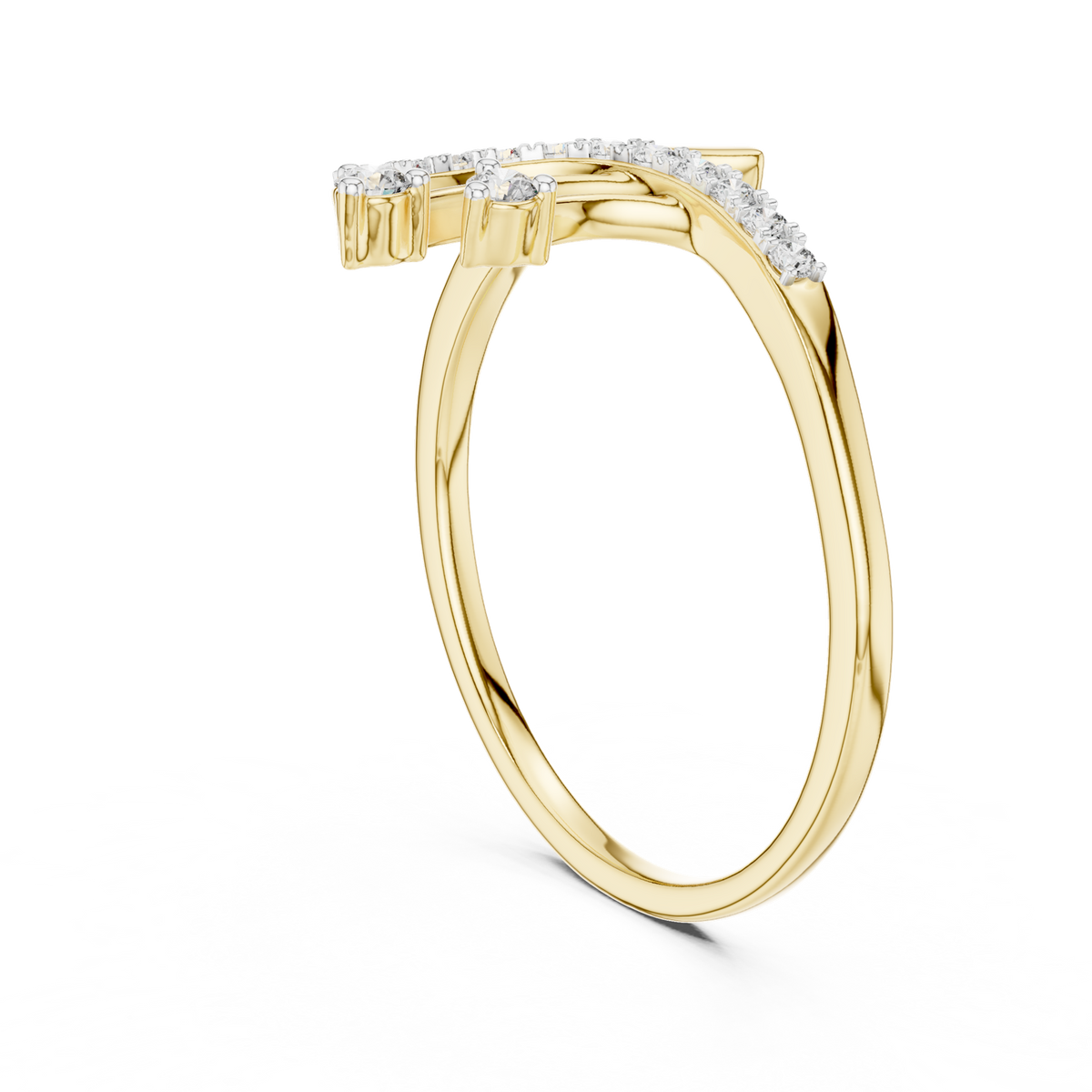14K Solid Gold Lab Diamond Twist Ring, Yellow Gold, view 1