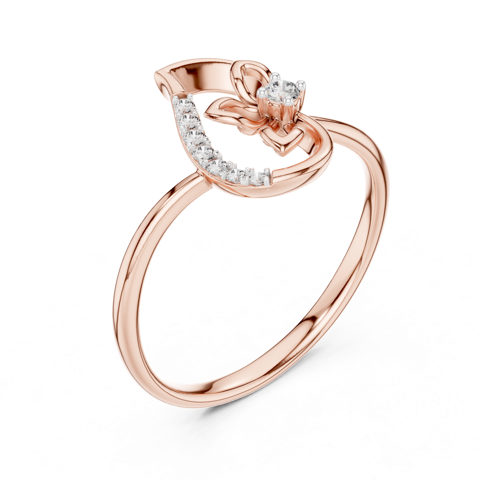 Gold Ring 12-10045@L, Rose Gold, view 2