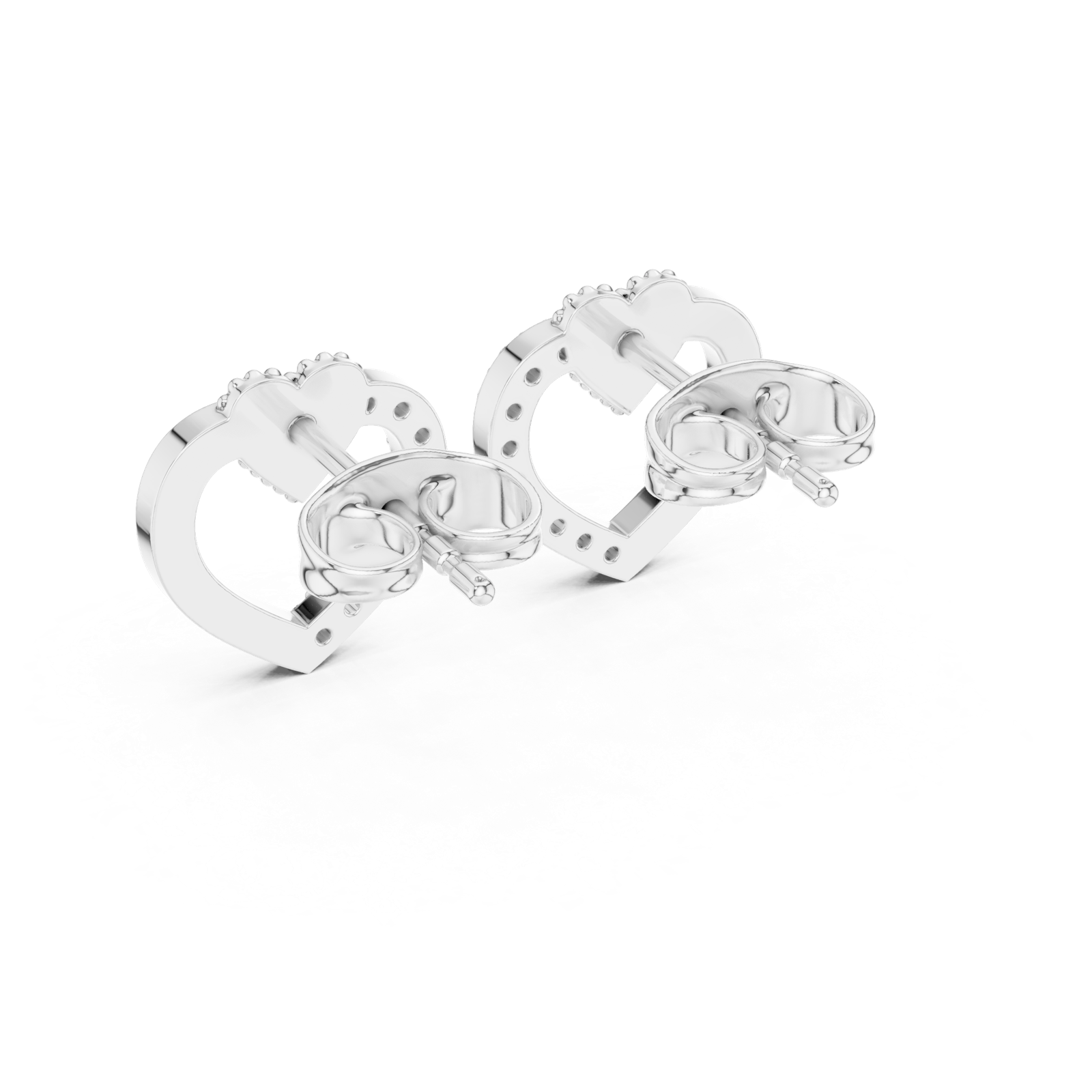 Gold Earrings 9-10098E, White Gold, view 3