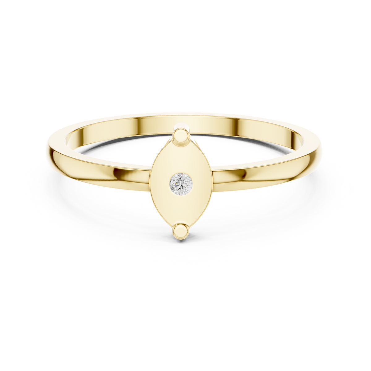 14K Solid Gold Lab Diamond Solitaire Ring, Yellow Gold
