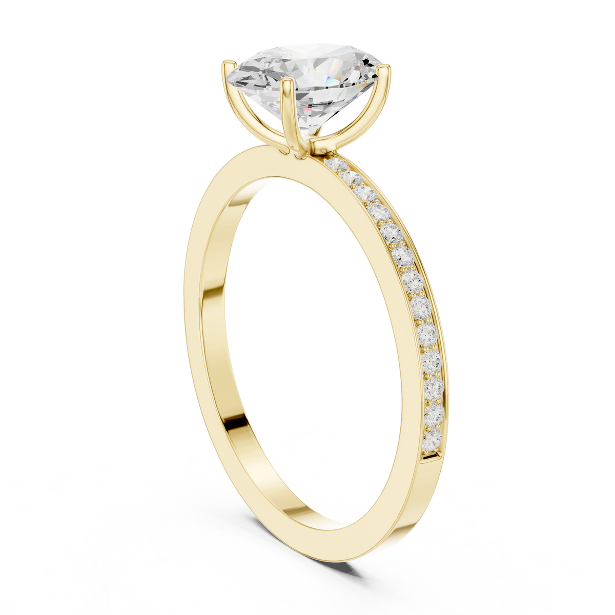 14K Solid Gold Lab Diamond Solitaire Ring, Yellow Gold, view 1