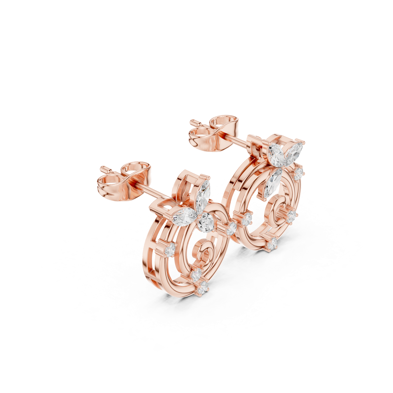 Gold Earrings AOMER105111, Rose Gold, view 1