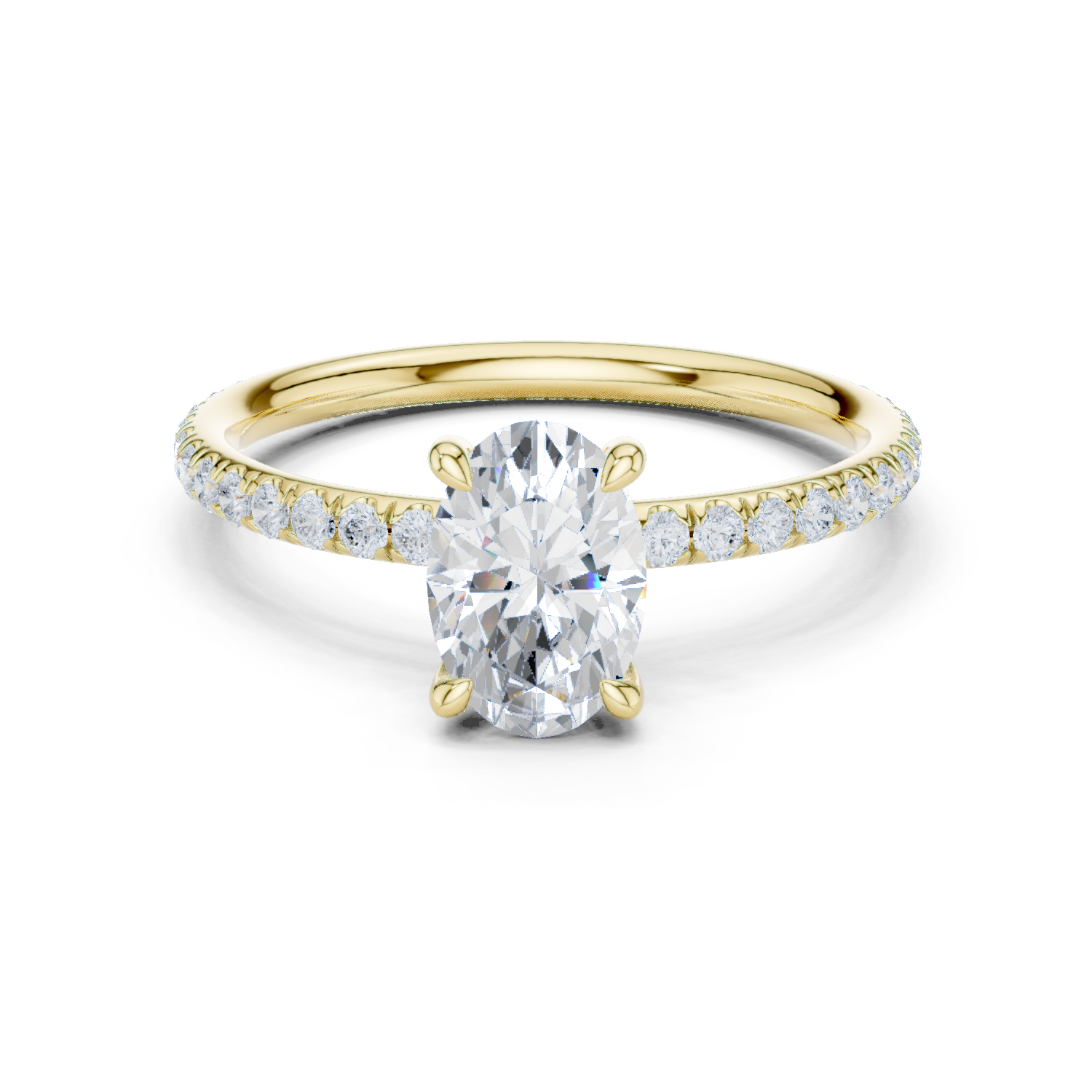 Gold Jewelry L36-15, Oval center stone, Yellow Gold