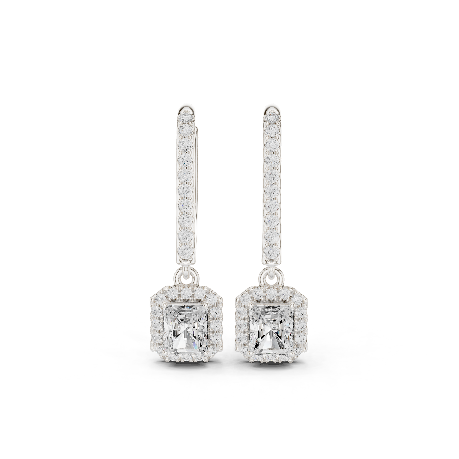 Gold Jewelry DDER-034, Radiant center stone, White Gold