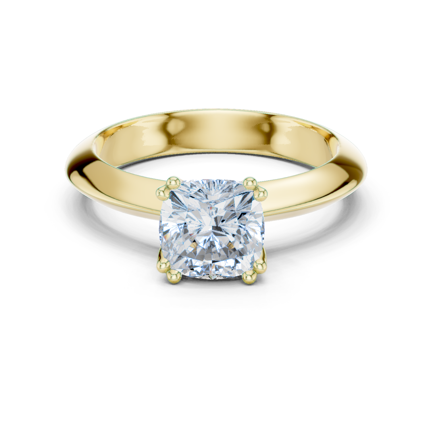 Gold Jewelry L36-8, Cushion center stone, Yellow Gold