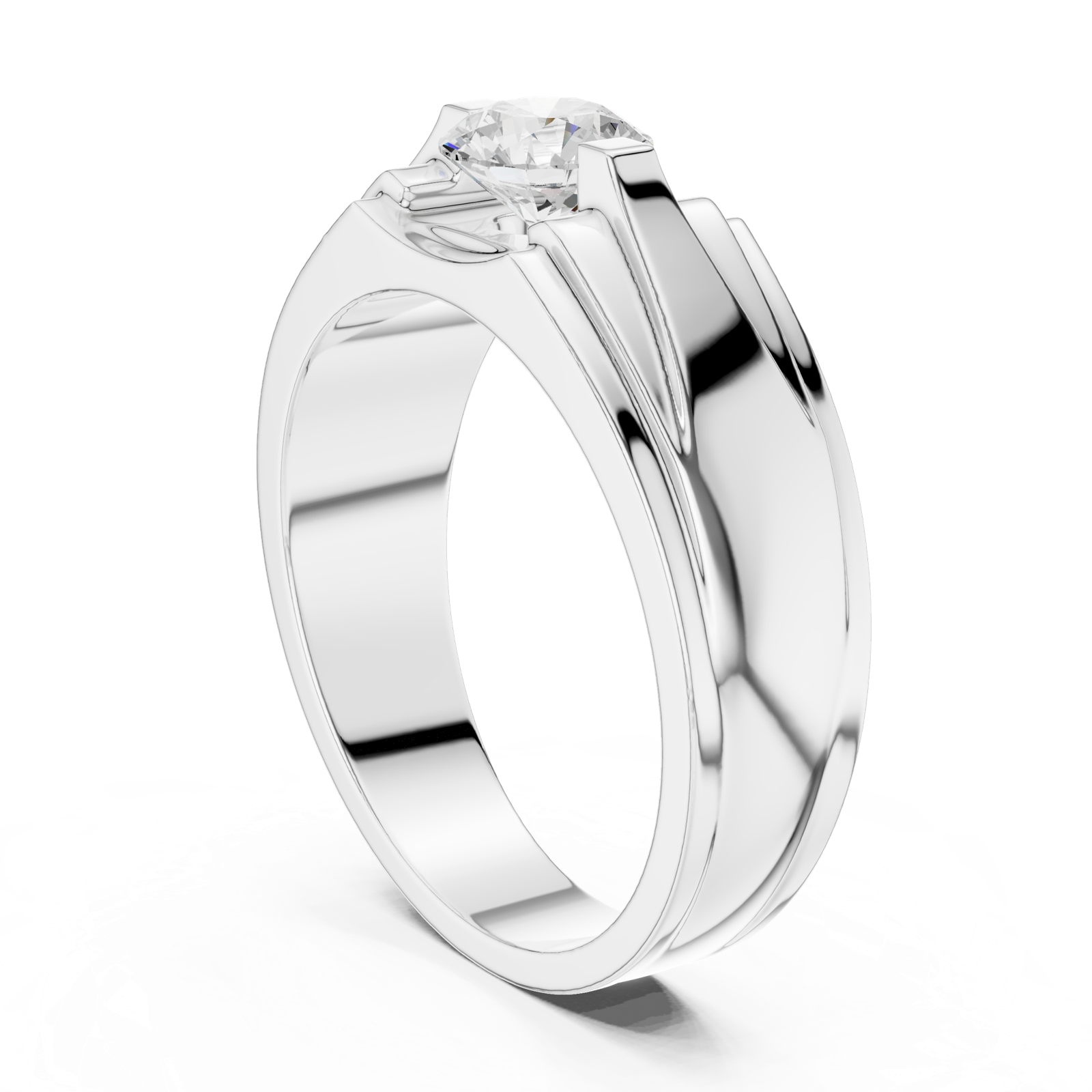 14K Solid Gold Lab Diamond Solitaire Ring, White Gold, view 1