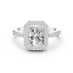 Gold Ring DDLR-349, Radiant center stone, White Gold
