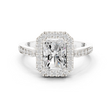 Gold Ring DDLR-349, Radiant center stone, White Gold