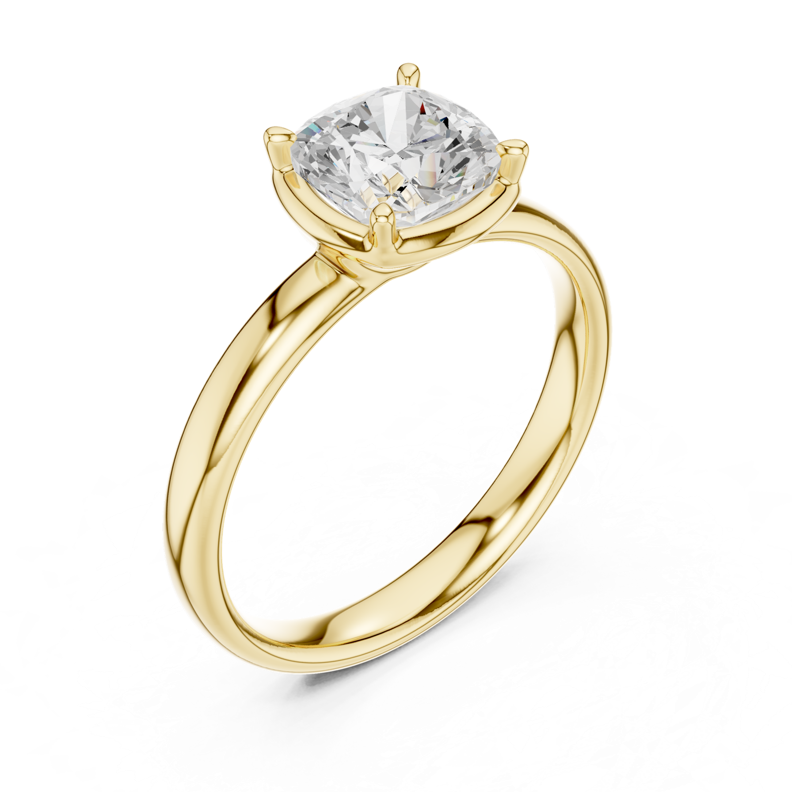 Gold Jewelry, Cushion center stone, Yellow Gold, view 2