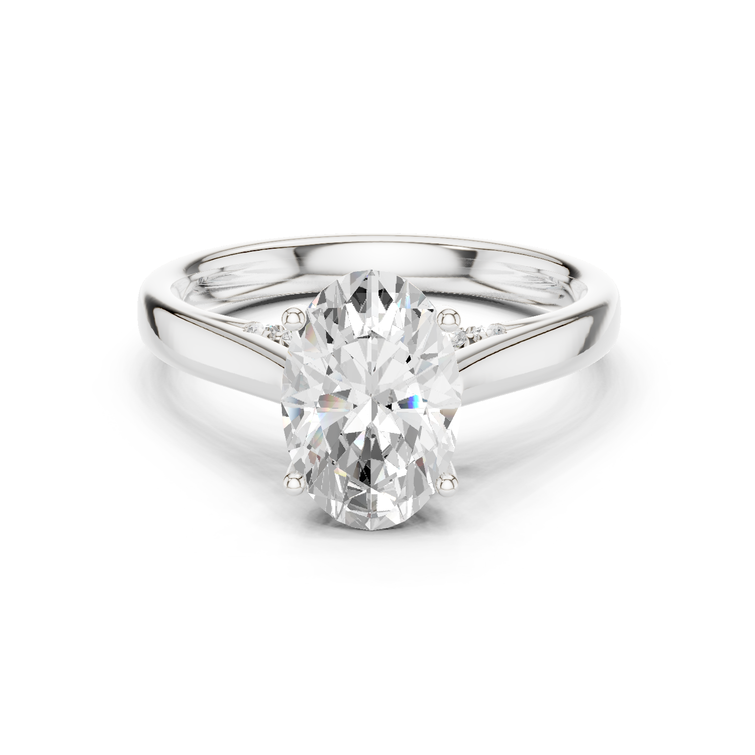 Gold Jewelry L36-18, Oval center stone, White Gold