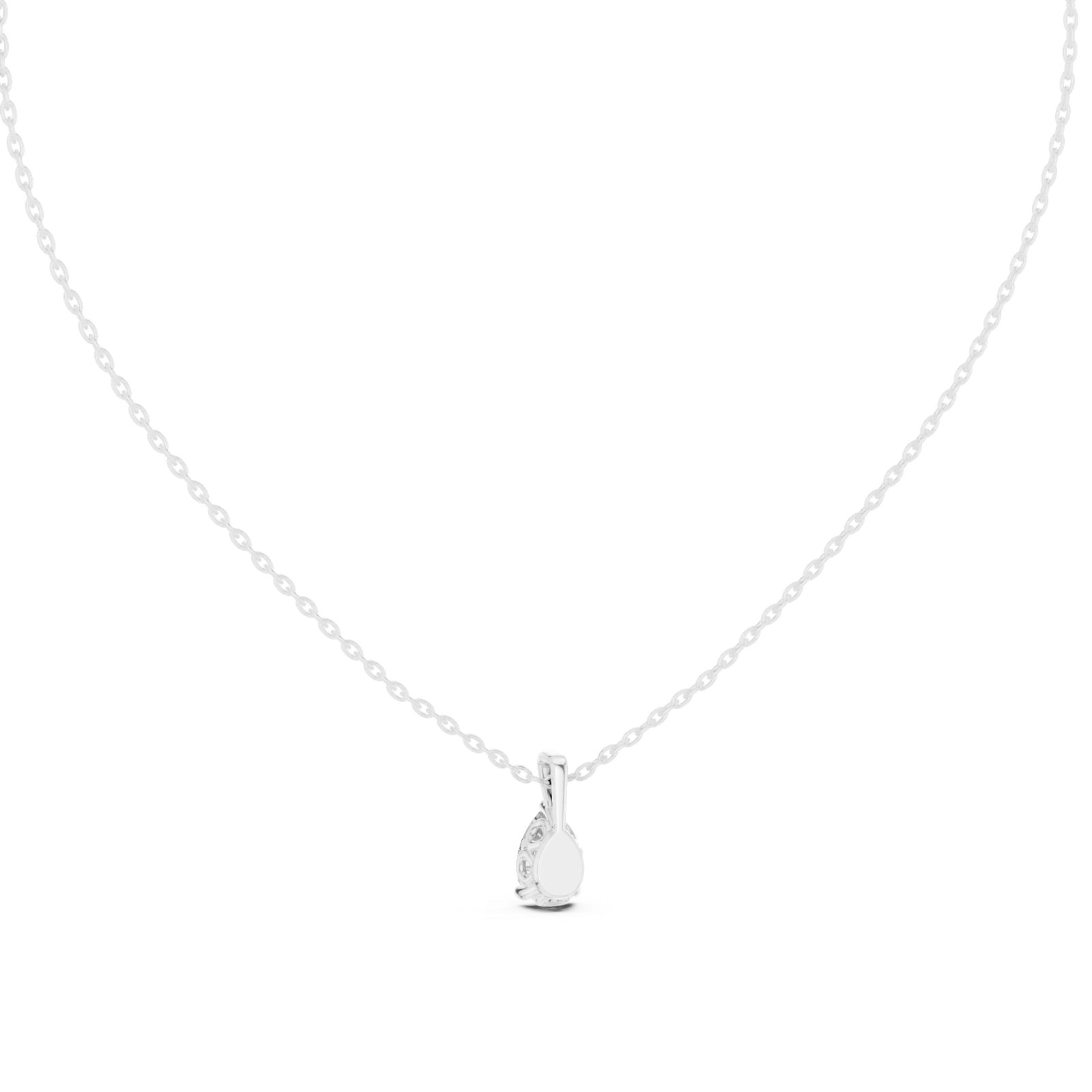 14K Solid Gold Lab Diamond Solitaire Pendant Necklace, White Gold, view 4