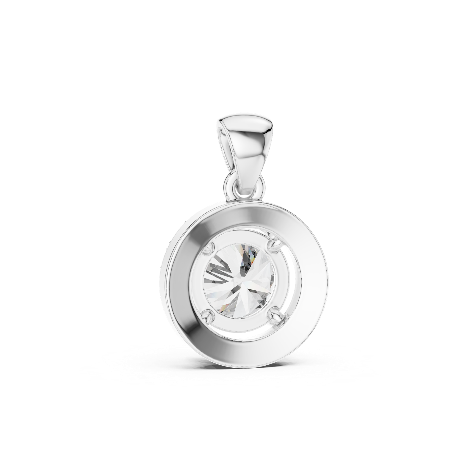 14K Solid Gold Lab Diamond Solitaire Pendant Necklace, White Gold