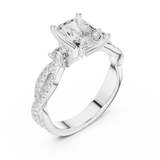 Gold Ring DDLR-281, Radiant center stone, White Gold, view 2