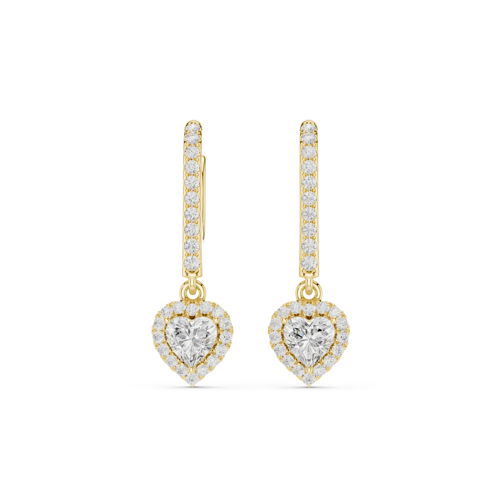 Gold Jewelry DDER-034, Heart center stone, Yellow Gold, view 4