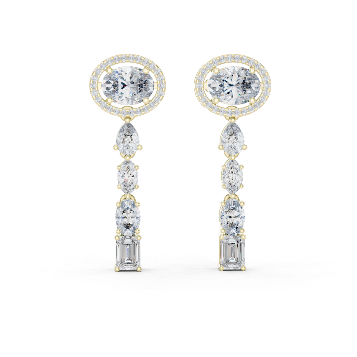 14K Solid Gold Lab Diamond Drop Earrings, Yellow Gold