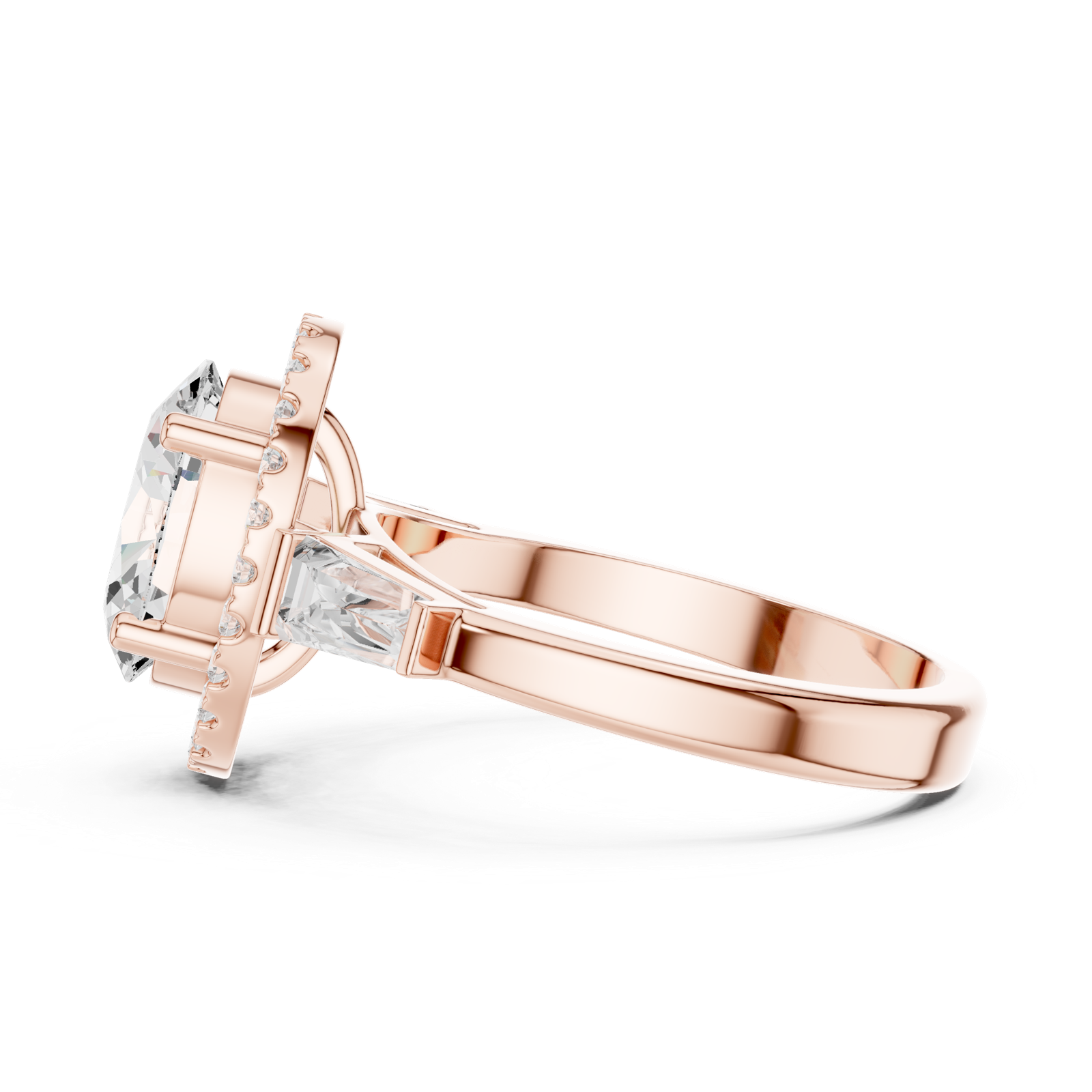 Gold Ring DDLR-342, Oval center stone, Rose Gold, view 3