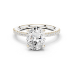 Gold Ring DDLR-177, Oval center stone, White Gold