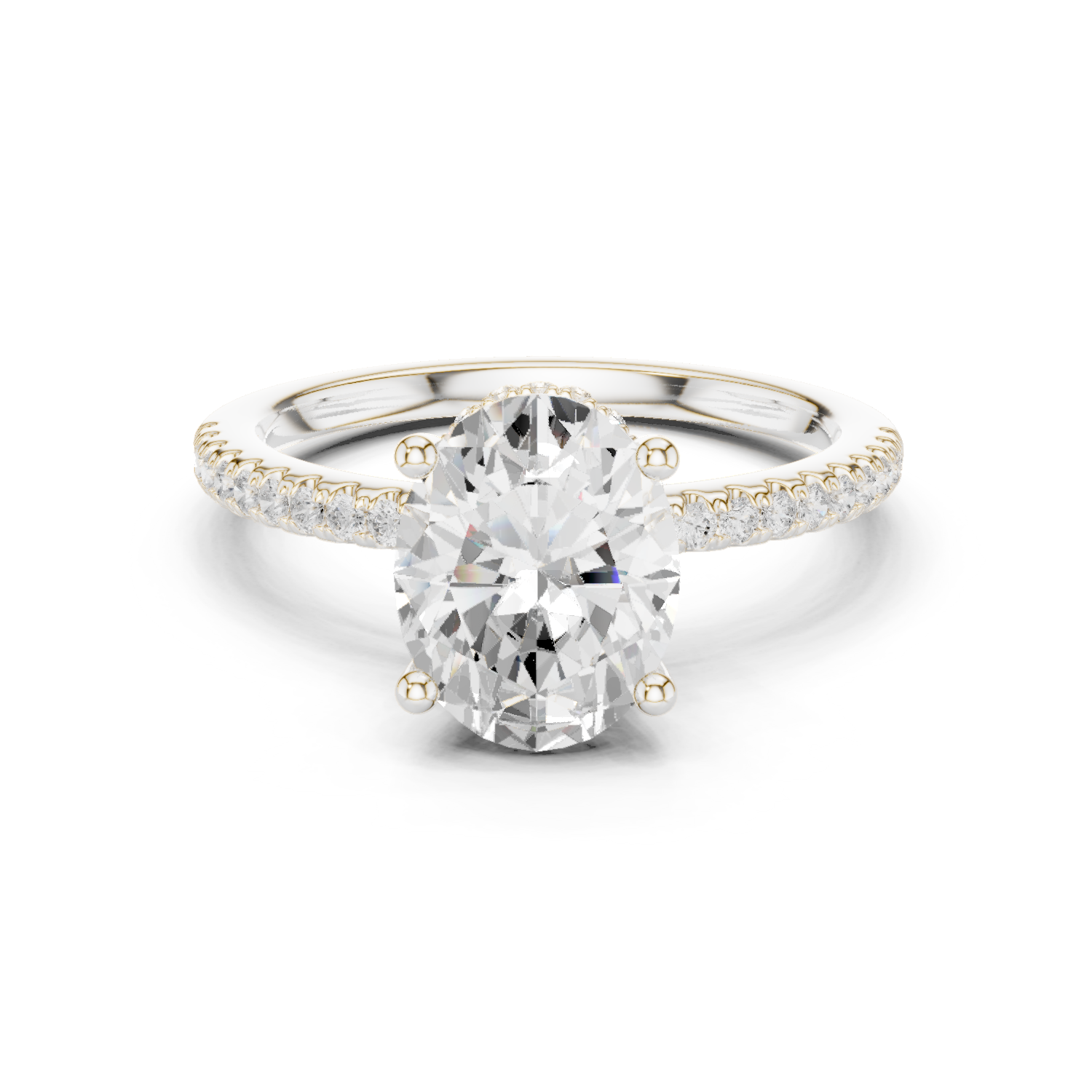 Gold Ring DDLR-177, Oval center stone, White Gold