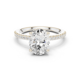 Gold Ring DDLR-177, Oval center stone, White Gold