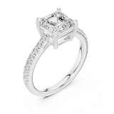 Gold Ring DDLR-039, Asscher center stone, White Gold, view 2