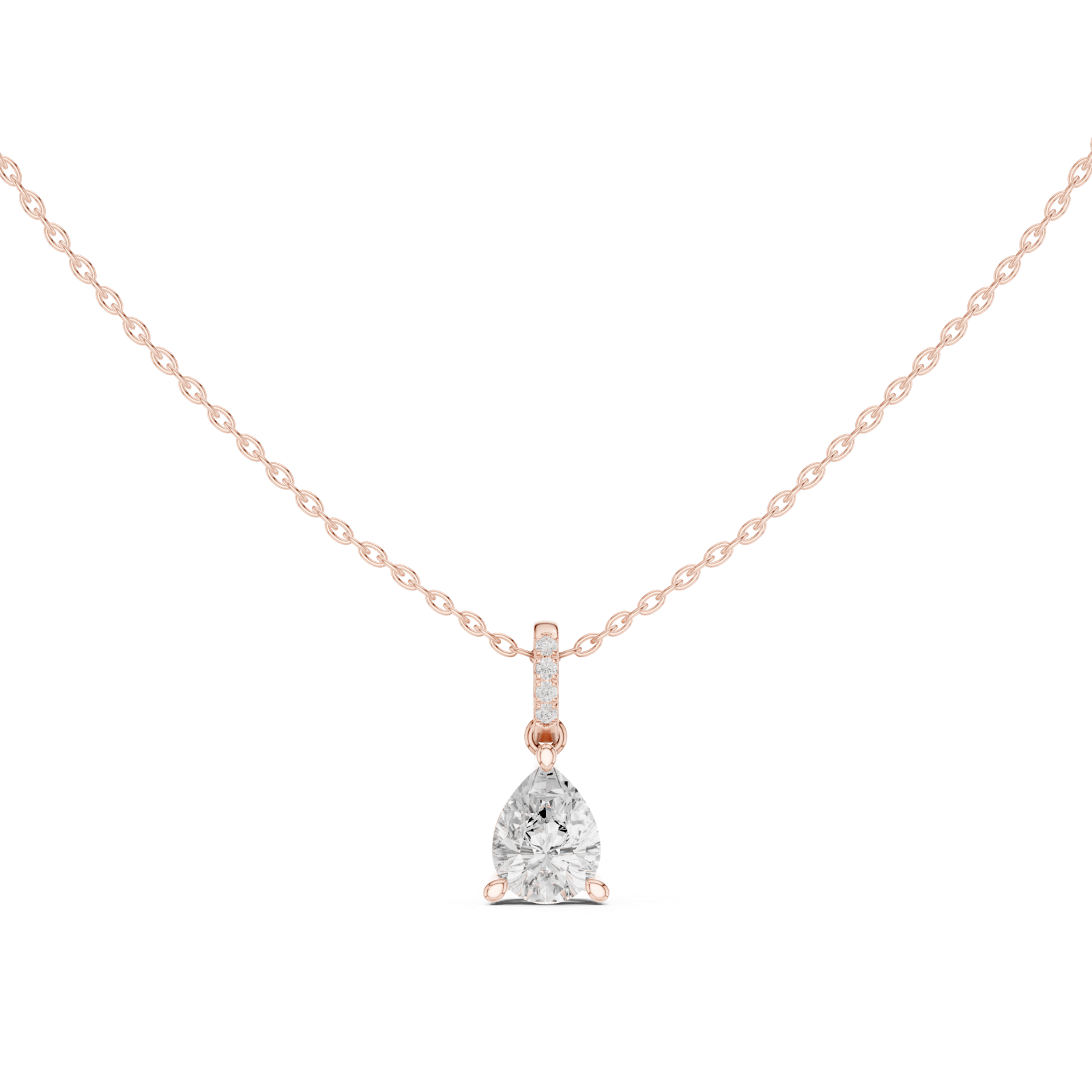 Gold Jewelry DDPO-009, Pear center stone, Rose Gold, view 4