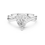 Gold Twisted Band Solitaire Engagement Ring, Pear center stone, White Gold, view 4