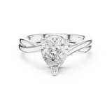 Gold Twisted Band Solitaire Engagement Ring, Pear center stone, White Gold, view 4