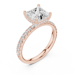Gold Ring DDLR-161, Princess center stone, Rose Gold, view 2