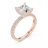 Gold Ring DDLR-161, Princess center stone, Rose Gold, view 2
