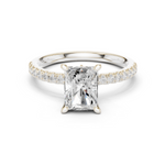 Gold Ring DDLR-256, Radiant center stone, White Gold