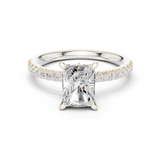 Gold Ring DDLR-256, Radiant center stone, White Gold