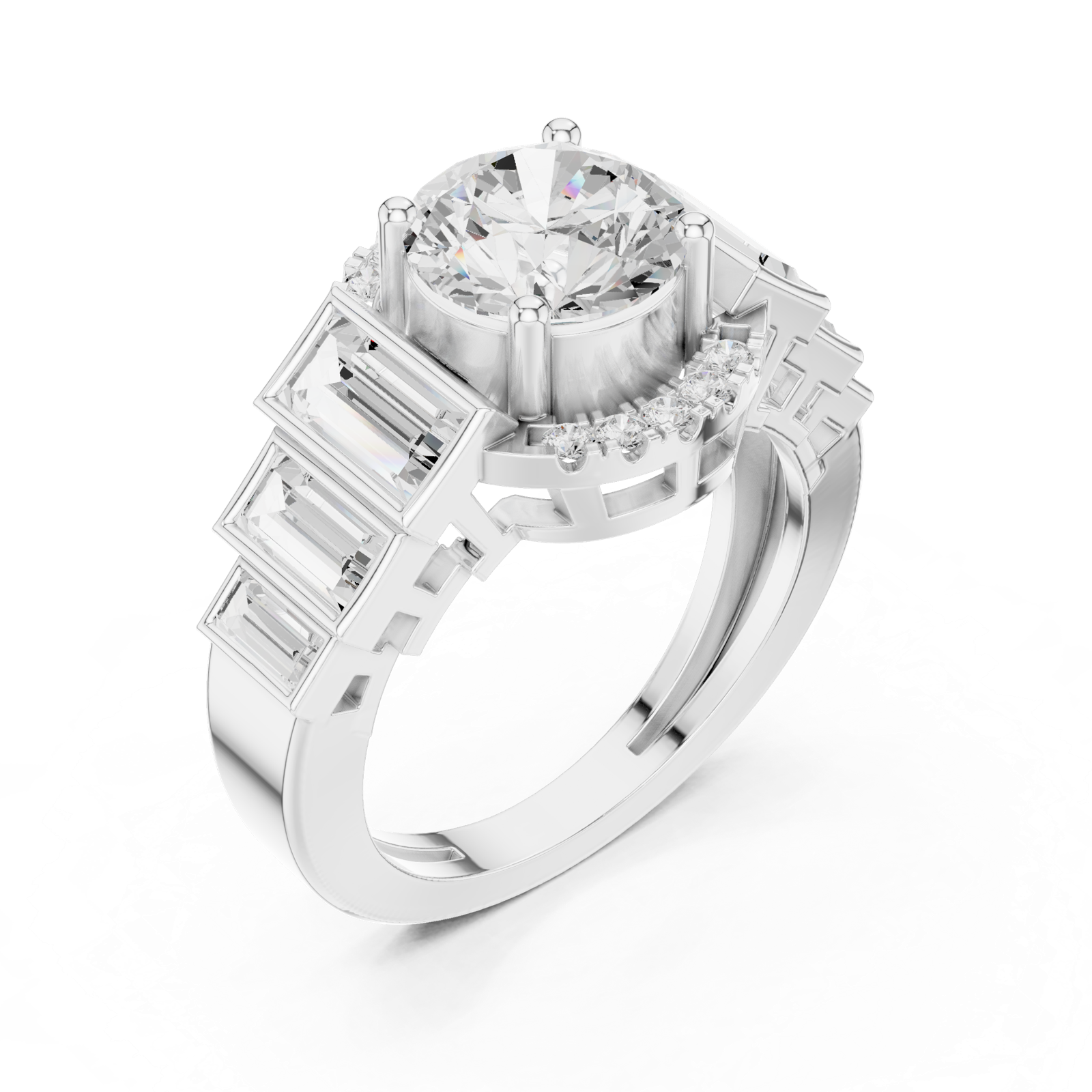 Gold Ring DDLR-323, White Gold, view 2