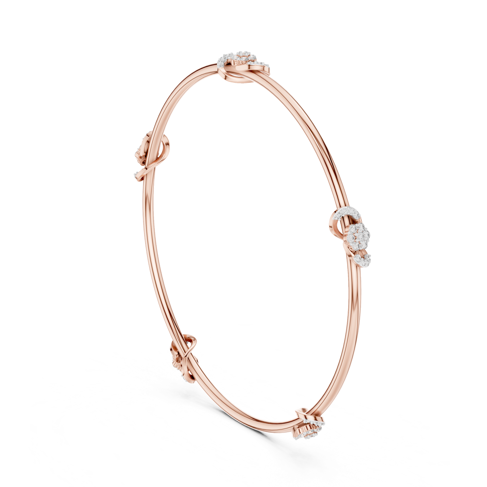 14K Solid Gold Lab Diamond Bracelet, Rose Gold, view 1