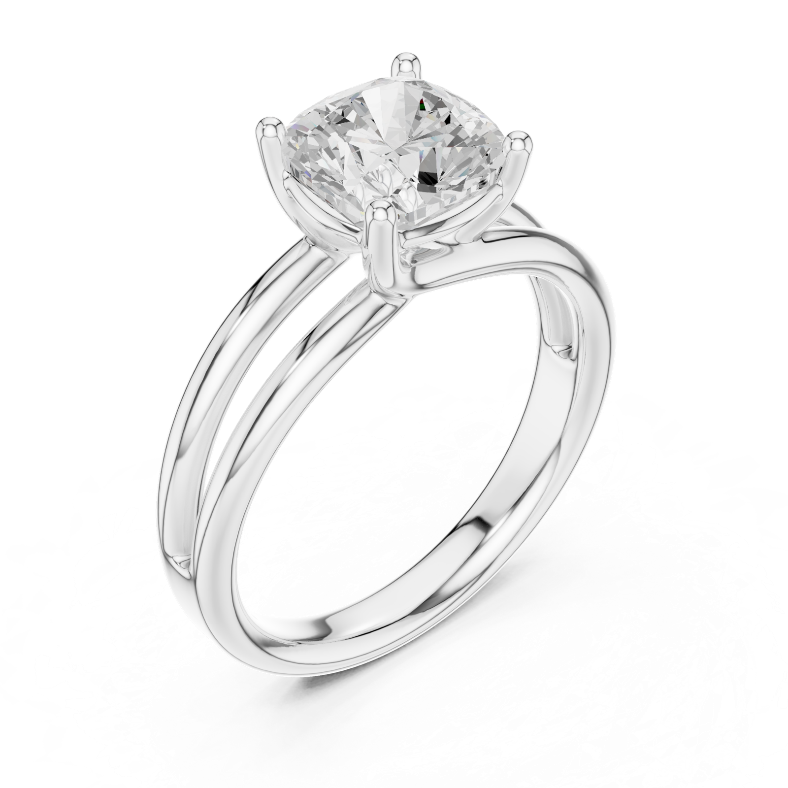 Gold Jewelry L36-9, Cushion center stone, White Gold, view 2