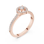 14K Solid Gold Lab Diamond Halo Ring, Rose Gold, view 2