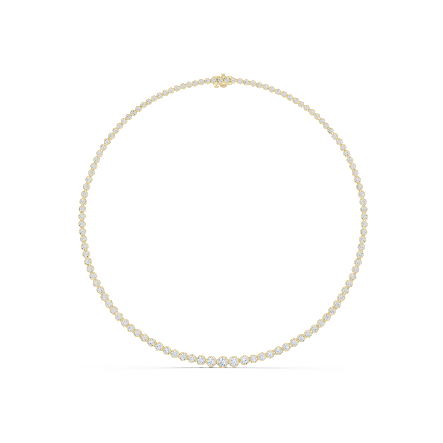 14K Solid Gold Lab Diamond Tennis Necklace, Yellow Gold