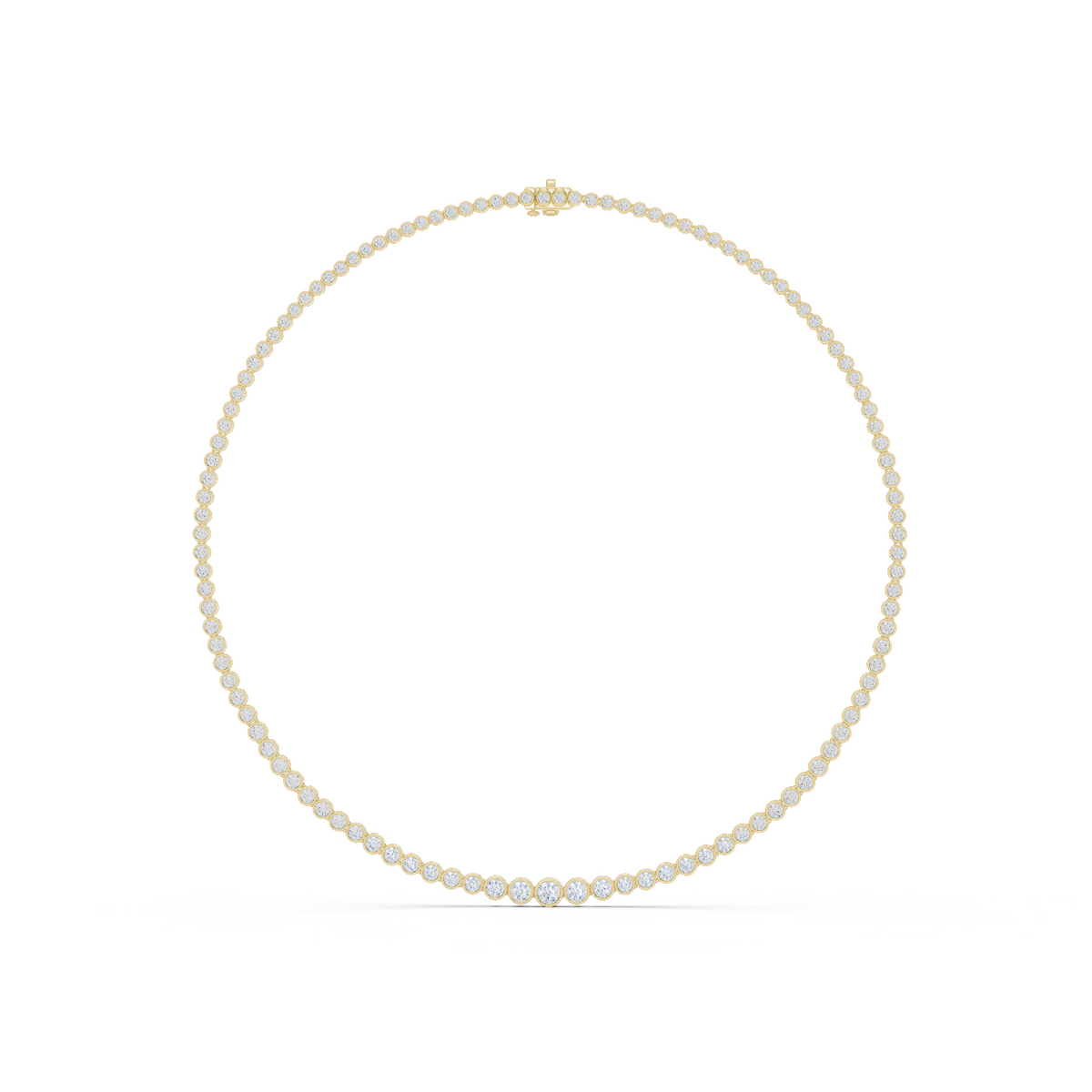14K Solid Gold Lab Diamond Tennis Necklace, Yellow Gold