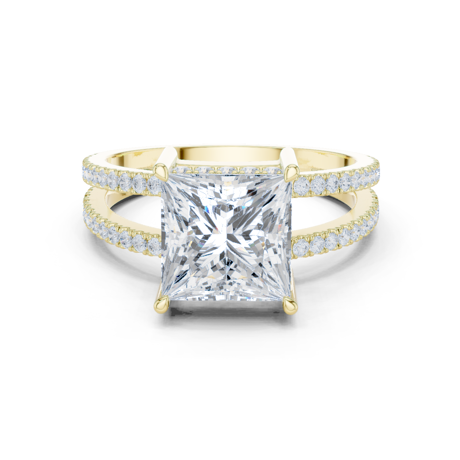 Gold Jewelry L36-13, Princess center stone, Yellow Gold