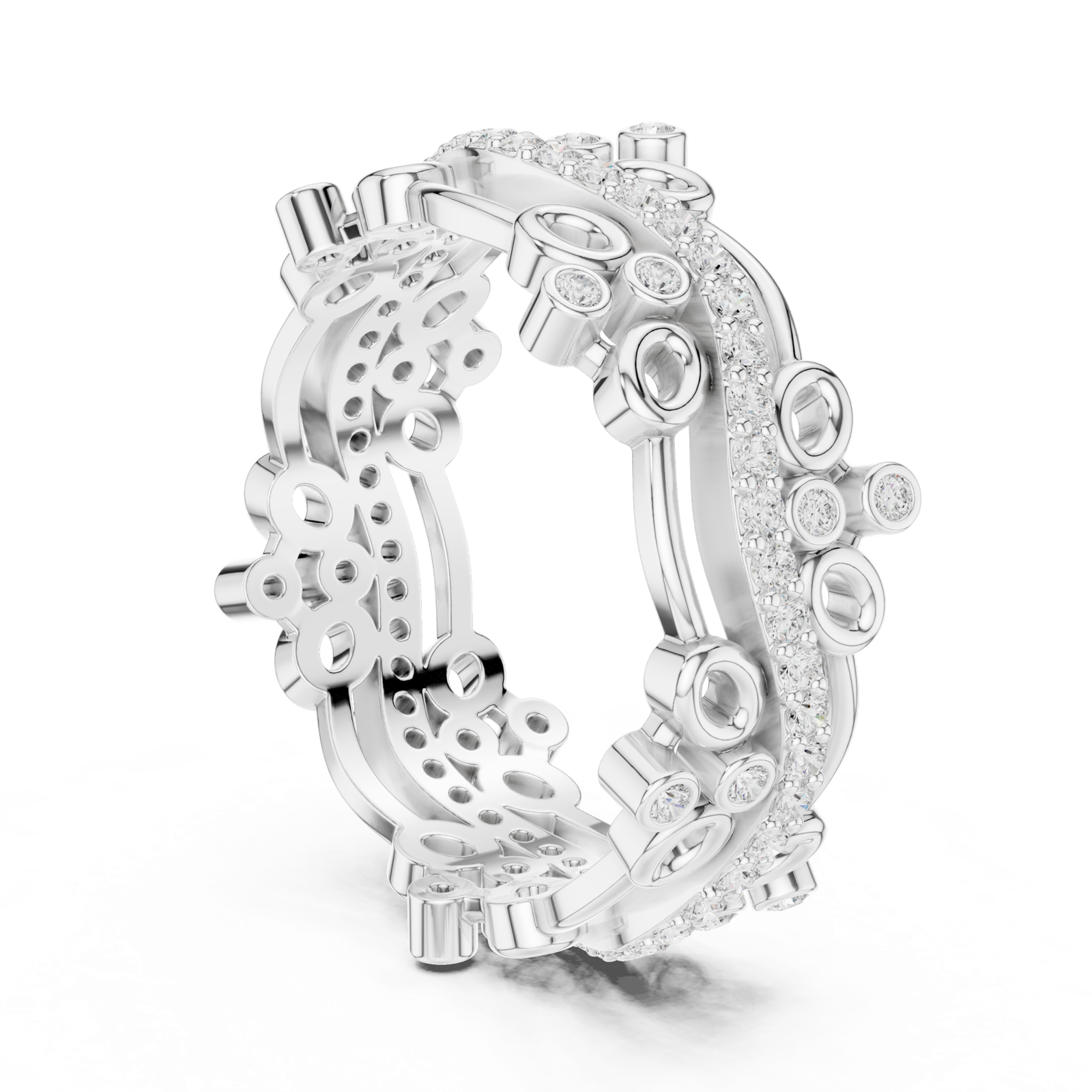 Gold Ring R44, White Gold, view 1