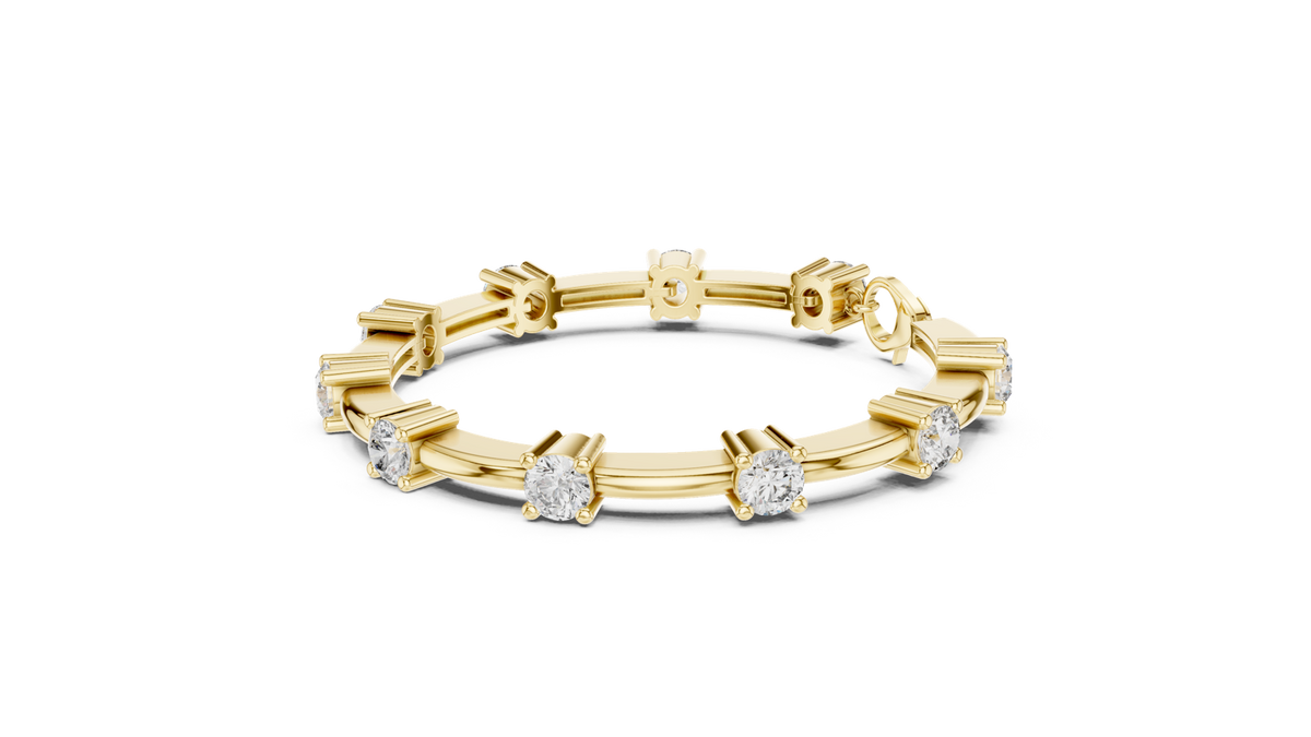 14K Solid Gold Lab Diamond Bracelet, Yellow Gold, view 1