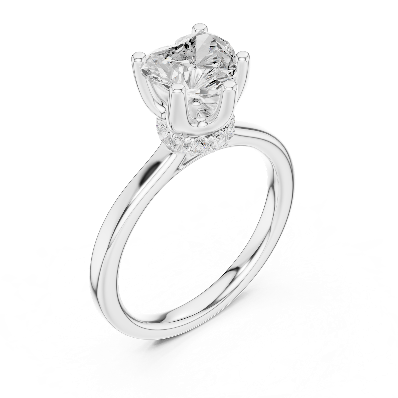 Gold Ring DDLR-176, Heart center stone, White Gold, view 2