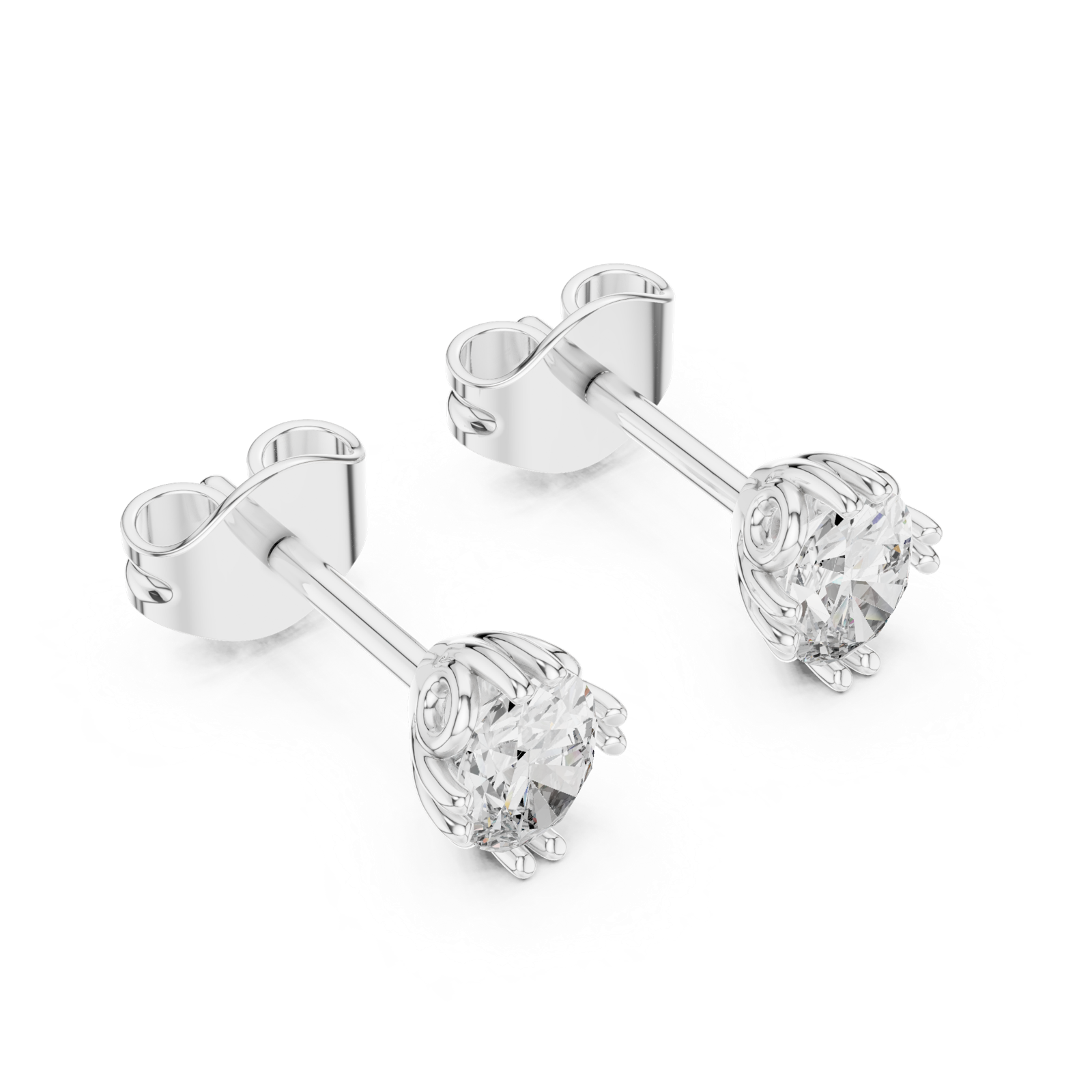 Gold Earrings GER-0365, White Gold, view 2