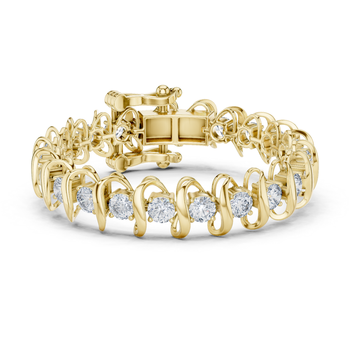 14K Solid Gold Lab Diamond Bracelet, Yellow Gold