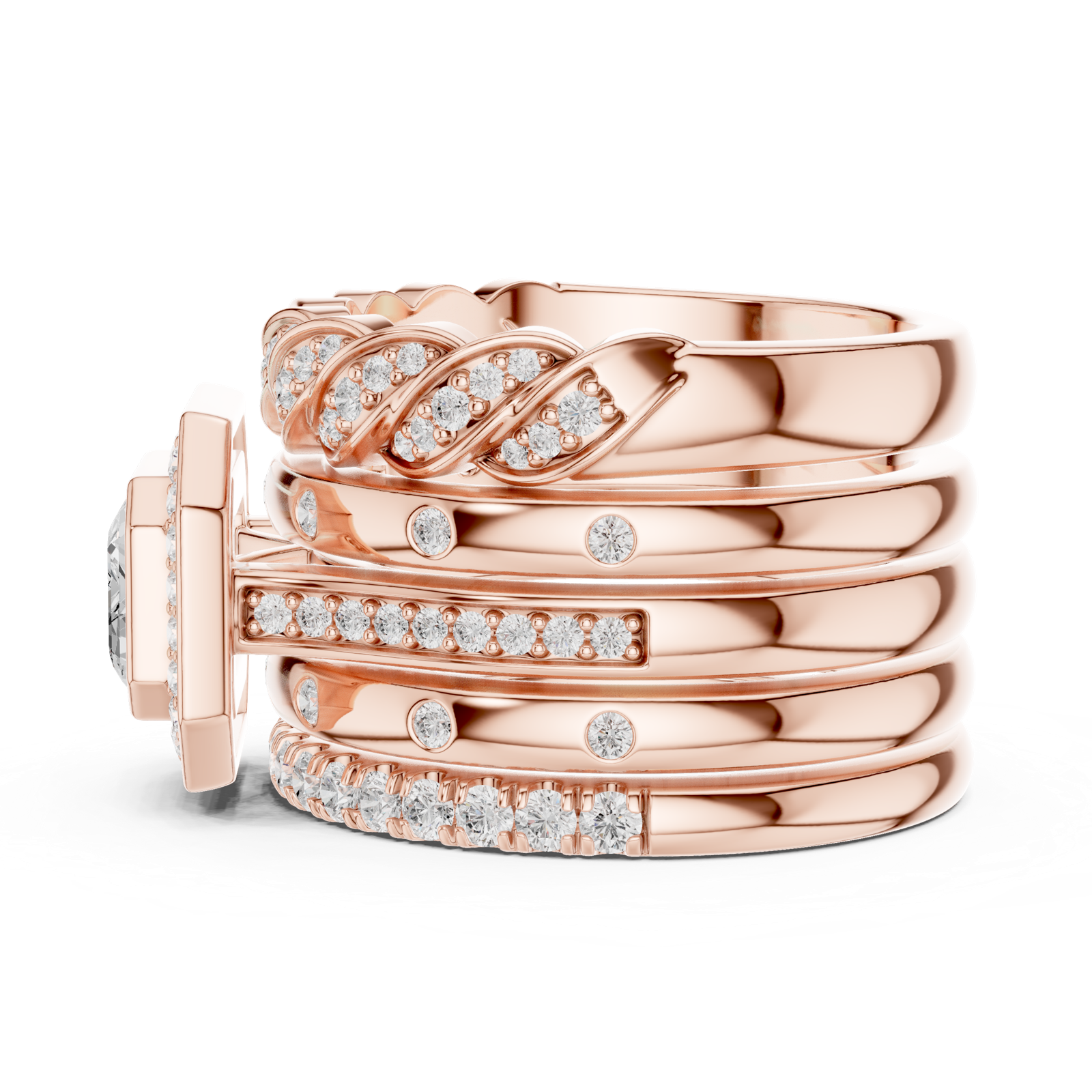 Gold Ring DDLR-849, Rose Gold, view 3