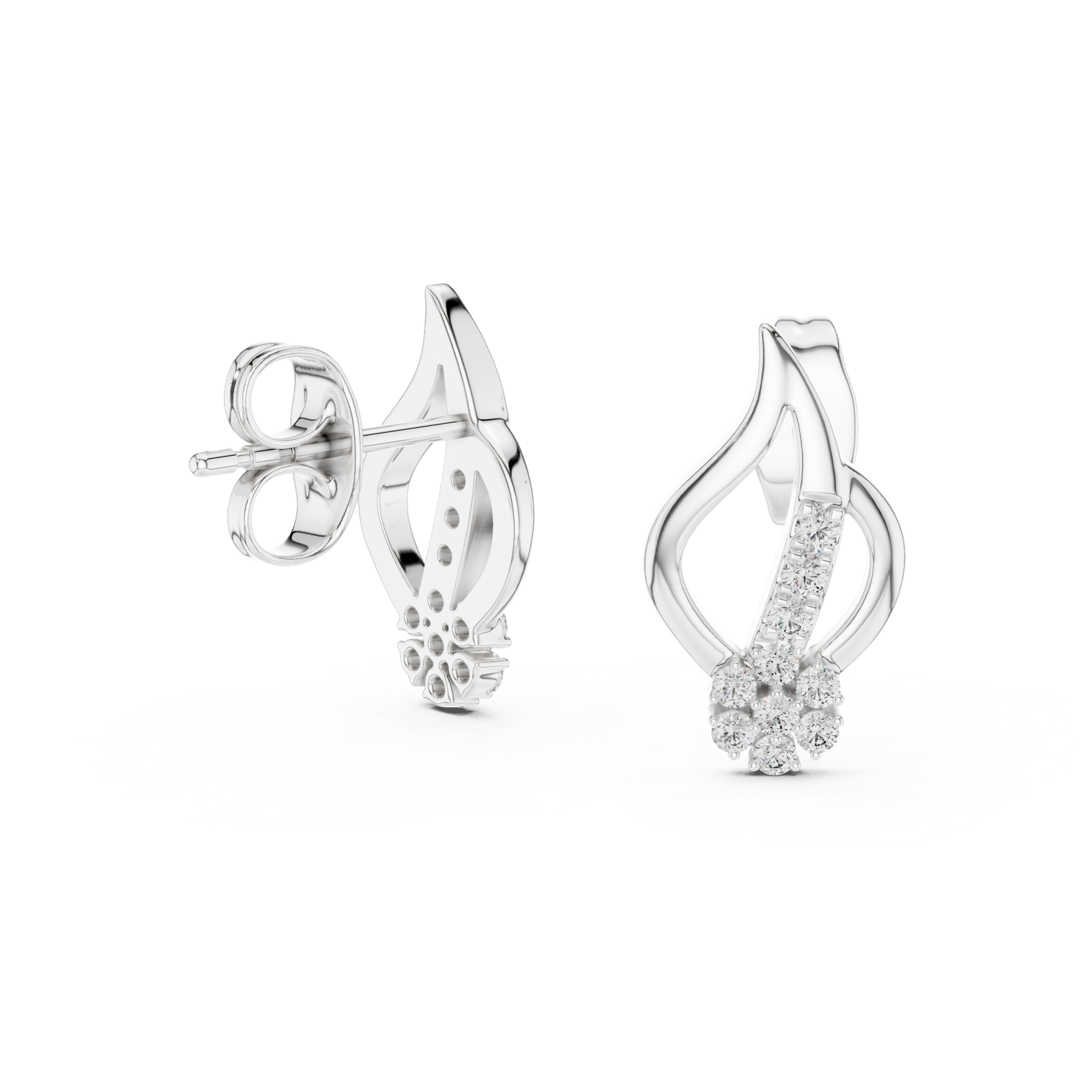 Gold Earrings 12-10014@E, White Gold, view 1