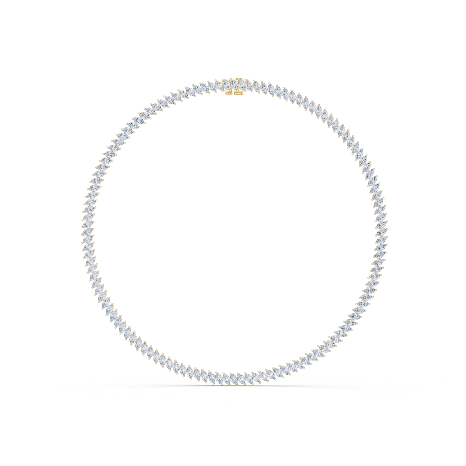14K Solid Gold Lab Diamond Tennis Necklace, Yellow Gold