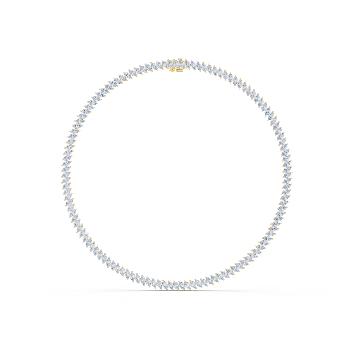 14K Solid Gold Lab Diamond Tennis Necklace, Yellow Gold