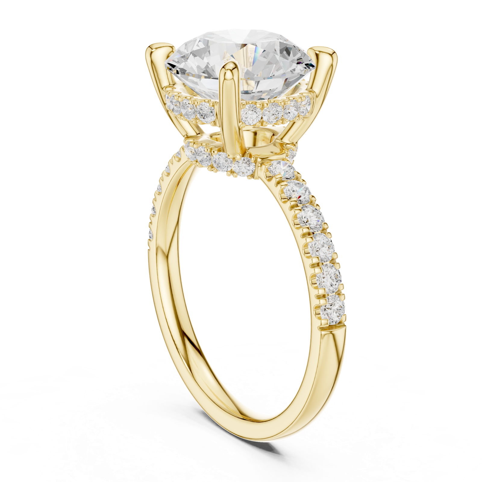 Gold Ring DDLR-259, Round center stone, Yellow Gold, view 1